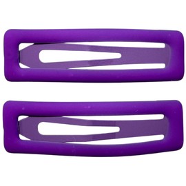 2 Pcs 2.5 Inch Matte Metal Snap Hair Clips Grips Hair Barrettes Rectangle BB Clips Pins for Kids, Girls, Women, Hair Accessories, keep loose hairs bangs and flyaways away from face (Bright Purple)