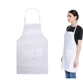 L.C. life Kitchen Apron Black Waterproof and Oil Resistant for Men Waiter's Apron Essential for Cooking Lovers (60 x 70 cm), White
