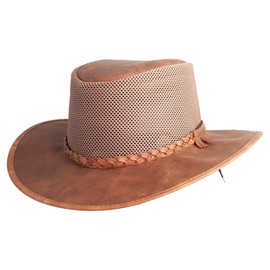 American Hat Makers Breeze Leather and Mesh Sun Hat for Men and Women — Copper, X-Large