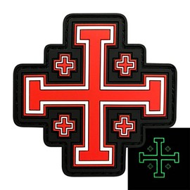 Jerusalem Cross Crusaders Hook Patch (3D PVC Rubber-Glow Dark)