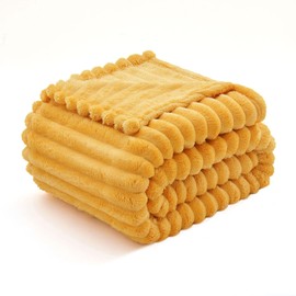 MIULEE Cuddly Fluffy Blanket, Fleece Blanket, Flannel, Plain Blankets, Couch Blanket, Fluffy Throw, Microfibre Bedspread, Sofa Blanket for Sofa, Bedroom, 50 x 60 Inches, 125 x 150 cm, Orange