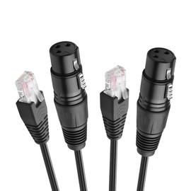 CERRXIAN 2pcs 3 Pin XLR-RJ45 Cable, XLR Female to RJ45 Male Converter Cable, DMX Cable for Speakers, Amplifiers, KTV Equipment, Stage Lighting Equipment 30cm