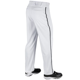 Champro Standard Triple Crown Open Bottom Adult Baseball Pants, White, Black Piping, Large