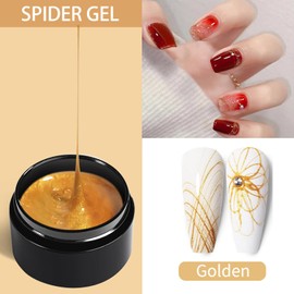 finger secret Spider Nail Gel polish Gold & Blue Spider Gel,Nail Spider Gel Set Spider Gel Drawing Gel Nail Polish Set Nail Art Wire Drawing Gel for Line with Nail Art Brushes