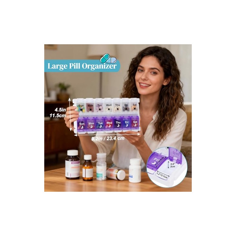 Shintop Am Pm Pill Organizer 7 Day, Push Button Weekly