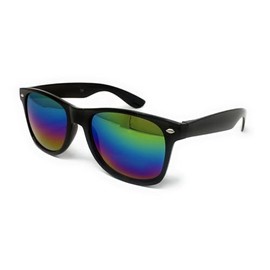 WS UK Kids Classic Sunglasses with UV400 Protection - Unisex (Black Frame Rainbow Mirrored Lens)