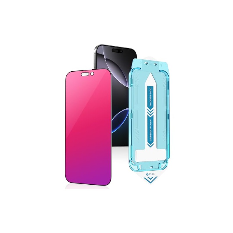 Laooteyy Dazzling Gradient Colorful Anti-Spy Tempered Glass Screen Protector, Electroplated