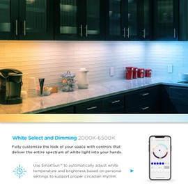 Enbrighten 18 inch Plug-in Wi-Fi Under Cabinet Lights, Many White Settings from 2000K-6000K, Full Range Dimmable, Easy to Use Wi-Fi App, Programmable Schedule Under Cabinet Lighting, 58260-T1