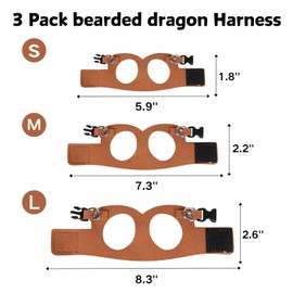 3 Pack Bearded Dragon Harness and Leash Set - Adjustable Soft Leather Lizard Harness with Retractable Leash Small Animal Traction Rope Walking Vest Accessories for Reptile Squirrel Rat (3 Pack)