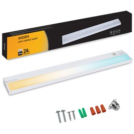 Ansen Hardwired Under Cabinet Lighting, 24in 18W LED Light for Kitchen/Closet, 1237lm, CRI>92, R9>90, 3 Color Temperature, Dimmable, 3000K/4000K/5000K(Warm White, Cool White, Daylight)