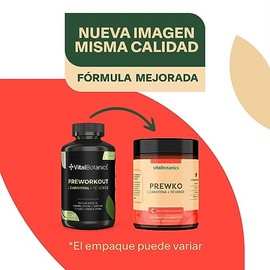 Pre Workout con L Carnitina  Guarana  Te verde  Cayena. 200 capsulas [6 meses]. VitalBotanics. Suplemento Multivitamnico para Deportistas             