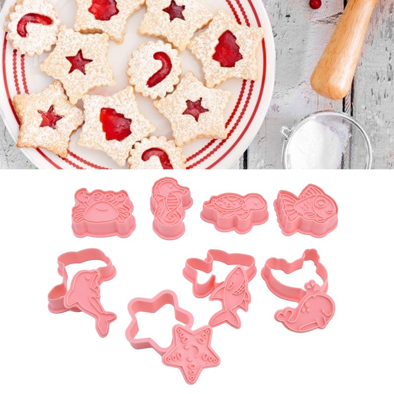 Plastic Cookie Cutters Sea Animal Pattern 3D Cartoon Baking Pressable
