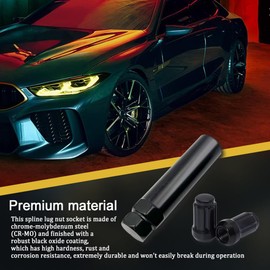 CHRYMUM 6 & 7 Spline Lug Nut Socket Key, Aftermarket Wheel Lock Tool Kit for Easy Installation and Removal of for 6 & 7 Points Aftermarket Wheels Lock Nuts Drive Tuner