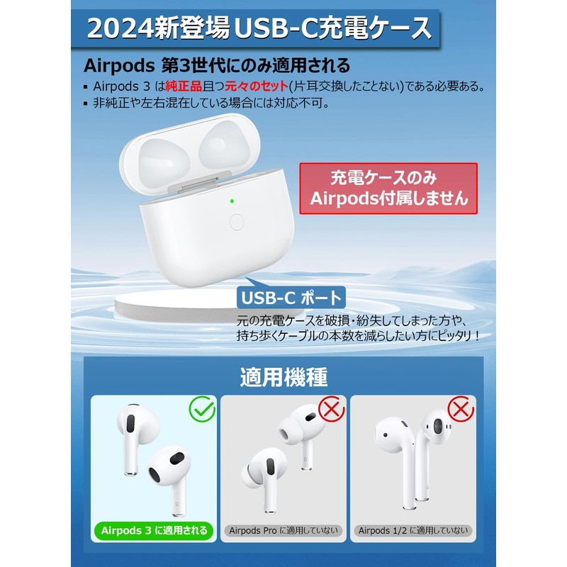 USB-C Charging Case, Replacement for Airpods 3, Charging Case for