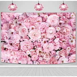 XYJolivian 6x3.6FT Pink Rose Wall Backdrop for Valentines Day Flowers Wall Photography Background Bridal Newborn Shower Birthday Party Anniversary Ceremony Photo Studio Props