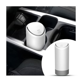 BELOMI Car Trash Can, Mini Silicone Auto Garbage Container with Lid, Waterproof Leakproof Portable Trash Dustbin, Vehicle Rubbish Bins for Automotive, Home, Office, Kitchen, Bedroom (White)