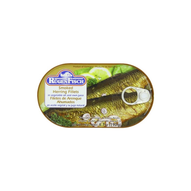 RügenFisch Smoked Herring Fillets in Vegetable Oil, 6.7 Ounce