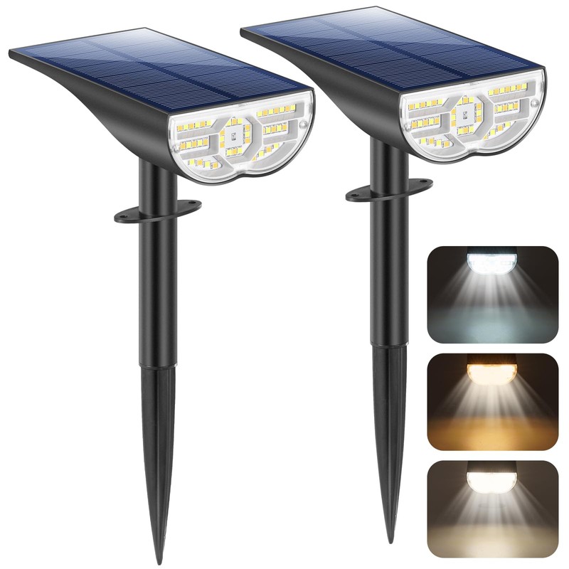 Solar Spot Lights Outdoor 5 Modes, 44LEDs Bright Landscape Spotlights