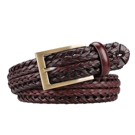 Tanpie Fashion Men's Braided Belt Leather Strap for Jeans Medium Brown
