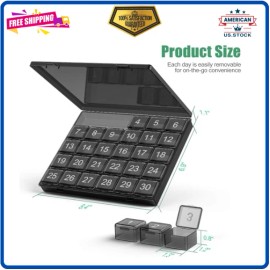 DOHIMGIO Monthly Pill Organizer Once a Day 30 Day Pill Organizer Box Squeeze to Open New