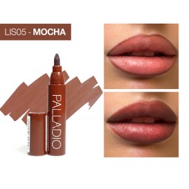 Palladio Lip Stain, Hydrating and Waterproof Formula, Matte Color Look, Longlasting All Day Wear Lip Color, Smudge Proof Natural Finish, Precise Chisel Tip Marker, Mocha Cream
