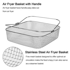 HYBEW Stainless Steel Fryer Basket Deep Fryer Skimmers Frying Basket With Handle Steaming Basket Air Fryer Accessories Cooking Tool