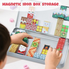 KEGOZ Magnetic Blocks Set, 45PCS Educational STEM Christmas Travel Building Toys for Kids 3+, Portable Magnetic Block with Metal Storage Box, Toddler Learning Toys for Boys Girls 4-8 Birthday Gift