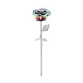 XSMZB Rose Flower Cremation Urns for Ashes Long Stem Colorful Rose Flower Cremation Jewelry for Ashes Eternal Love Memorial Funeral Urn Holder for Pet/Human (Colorful+Silver)