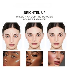 Iluminador horneado en polvo de contorno de perlas transparentes para iluminador facial, maquillaje iluminador (303-brillo)