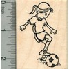Soccer Player Rubber Stamp, Girl with Ball