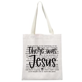 Religious Christian Gift Christian Bible Verse Gift There Was Jesus Believe In Faith Tote Bag Religious Mom Gift (Jesus Tote CA)