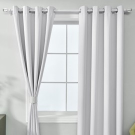 White Blackout Curtains Insulated Thermal For Kitchen Light Blocking Curtains 84 Inch Length 2 Panels Drapes Top Grommet Darkening Window White Curtains For Bedroom Set of 2 Pack 52 X 84 Inches Long