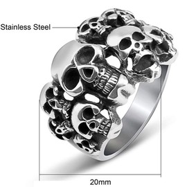 Jude Jewelers Stainless Steel Gothic Skull Vintage Antique Style Biker Cocktail Party Ring (Silver, 5.5)
