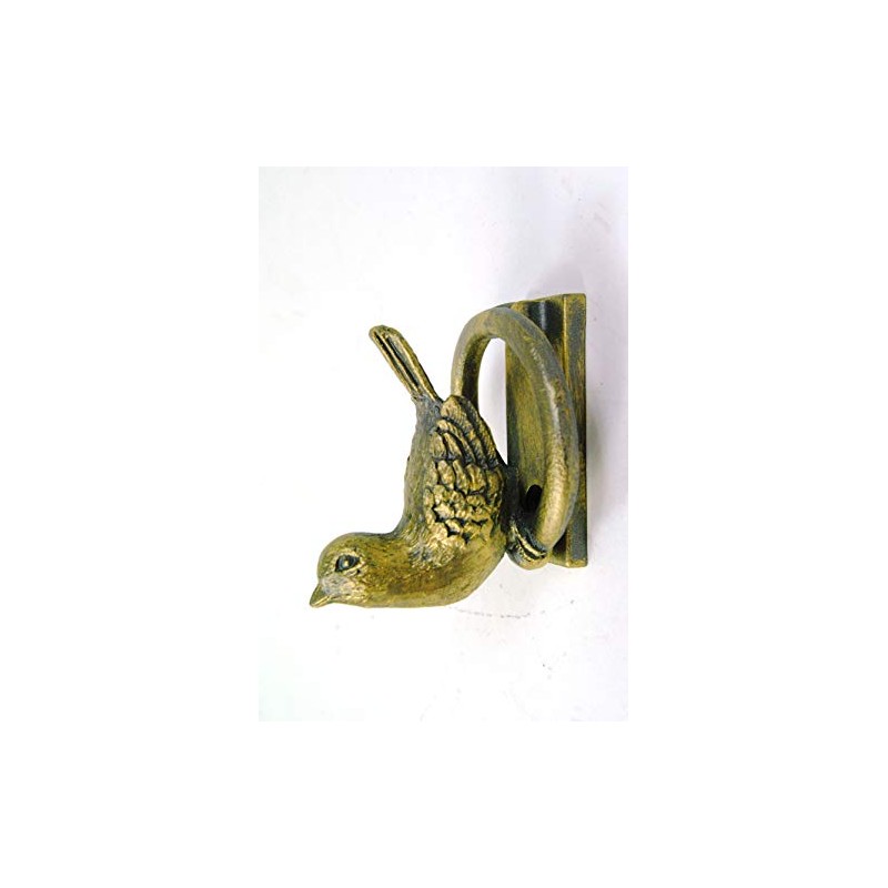 Door Knocker Little Gold Bird Metal Loop Vintage Distressed Design