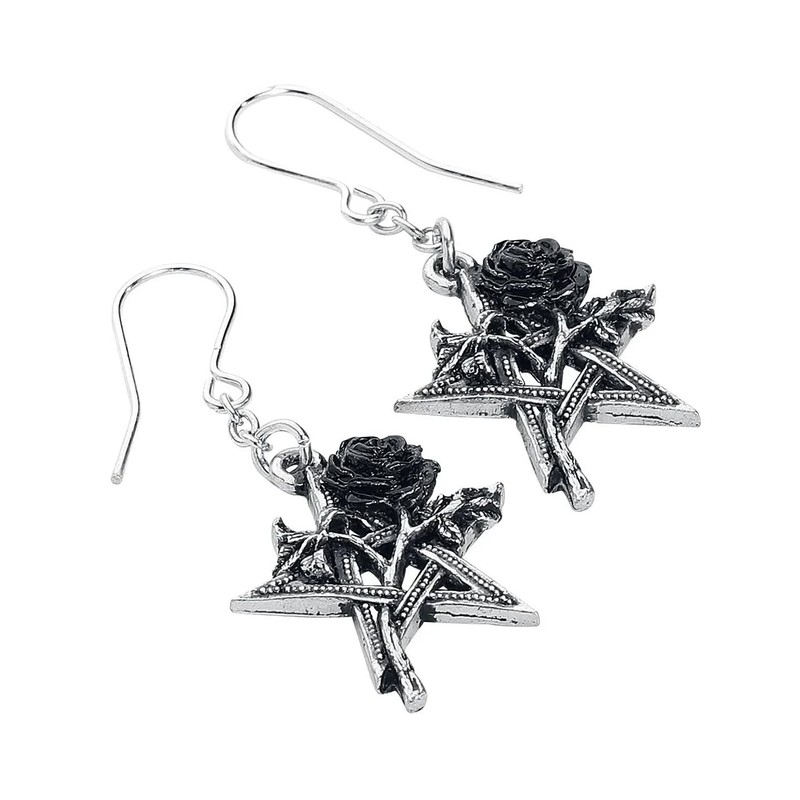 Alchemy Gothic Ruah Vered Droppers Women Earring Black-Silver, Pewter,