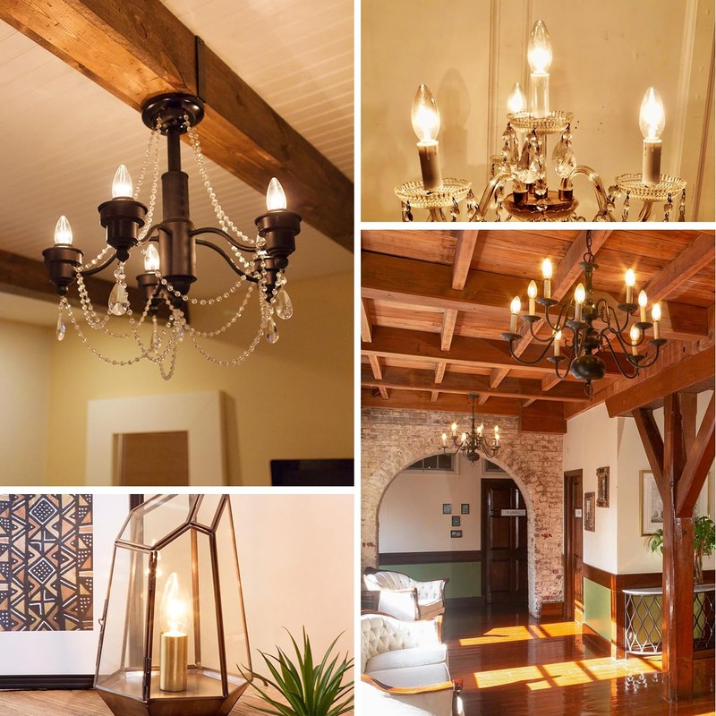 ANWIO 12 Pack B11 LED Filament Bulb E26 Candelabra Base
