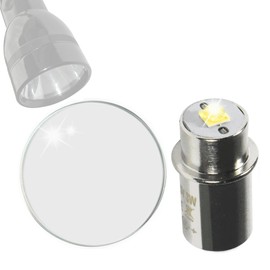 HQRP Flashlight Kit: Glass Lens and 3W LED Bulb for Maglite 2C 3C or 2D 3D Cell Flashlights, Tempered Glass 52×2 mm D Lens & High Power Light Bulb Cool White 6000K