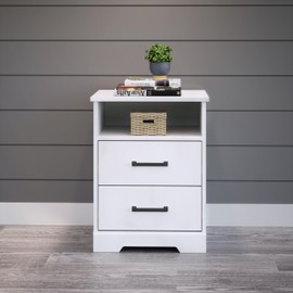 Prepac 2 Drawer Nightstand, 16.25in x 18.75in x 24.5in, Rustic White