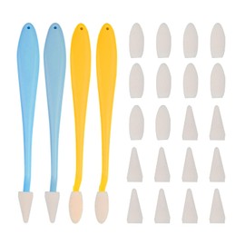 4 Sketch Eraser Pens with 20 Sponge Heads, A Sketch Trimmer, A Trimmer Eraser Sponge, Sketch Drawing Tools, and a Set of Sketch Rain Brushes with Sponge Heads (in Yellow and Blue).