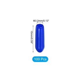 PATIKIL Round Rubber End Caps 3.2mm ID, 100 Pcs Rubber Bolt Covers Caps Vinyl Rubber Flexible Screw Thread Protectors for Metal Tube Rod Bolts, Blue