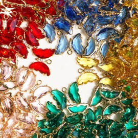 ZeaLian - Dijes de latón chapado en oro para hacer joyas, pulseras, collares, arete, suministros para manualidades, 2cm x 1.5cm x 0.3cm, Latón, Circón