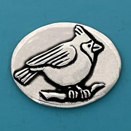 Basic Spirit Pocket Token Coin - Cardinal/Always with You Coin - Handcrafted Pewter, Love Gift for Coin Collecting, Silver