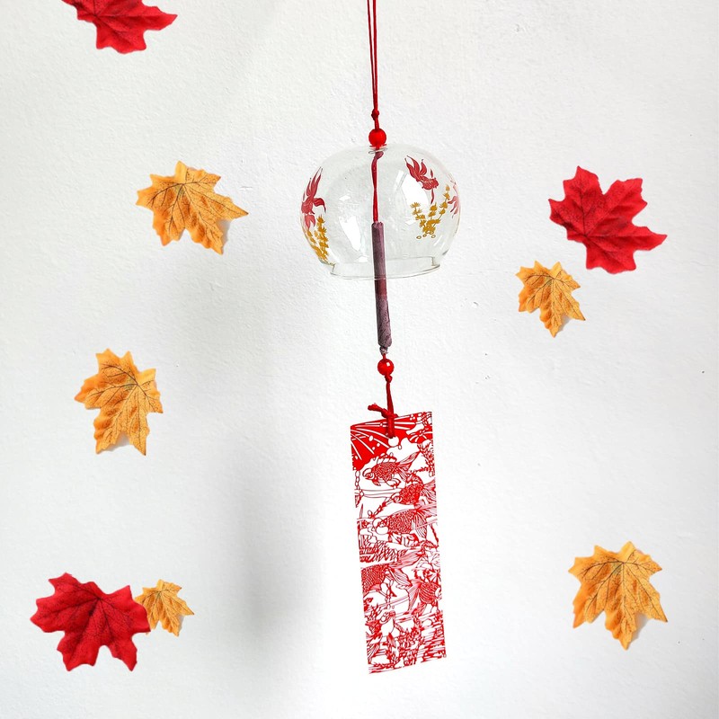 Japanese Wind Chimes Glass Wind Bells Red Glass Wind Chimes