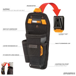 ToughBuilt - Pliers Tool Pouch - Medium | 3 Pockets & Loops, Tape Measure Clip, Screw Driver Pencil Holder, Tool Holster Accessories, Multi-Tool Organizer (ClipTech Hub & Belts) - (TB-CT-35-M)
