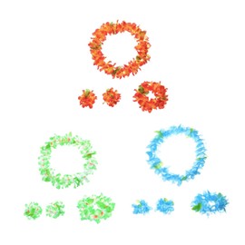 Operitacx Hawaiian Floral Wreath Set 4-in-1 Party Decor Party Supplies Wreath Headband Neck Ring Wristband for Wedding Costume Parties