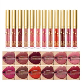 12 Pieces/Lot Lipstick Set, Matte Velvet Liquid Lipsticks, Waterproof, Non-Stick Lip Gloss Set, Sexy Durable Lips Makeup Kit