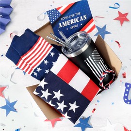 GiftAmaz New US Citizen Gifts, American Flag Gift Set with 20oz Travel Tumbler for Coffee or Cold Drinks, US Citizenship Congratulations Gift Box for Veterans Women Men