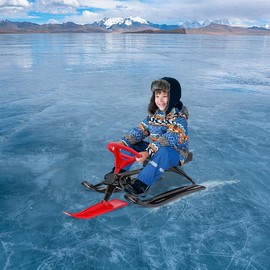 Cool Kart Style Snow Sled with Responsive Brakes and 220 lbs Capacity - Perfect for Kids' Winter Fun