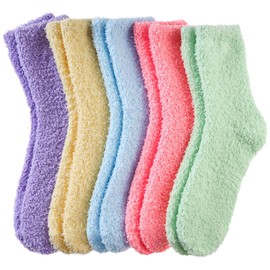 Josnown Cuddly Socks Women's 5 Pairs Soft Fluffy Socks Cosy Winter Warm Thick Bed Socks House Socks - No Shedding Fluff, Gift for Women, Size 35-41, Colourful