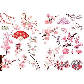 Pink Sakura Cherry Blossoms Precut Anti-UV Waterproof Decoration Album Planner Stickers Scrapbooking Diary Sticky Paper Flakes (PK091)